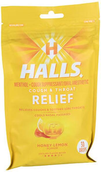 Halls c/drp honey lemon bag30